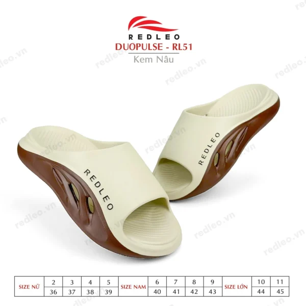 Dép quai ngang DUOPULSE - RL51 Dép quai ngang DUOPULSE RL51 màu Kem Nâu