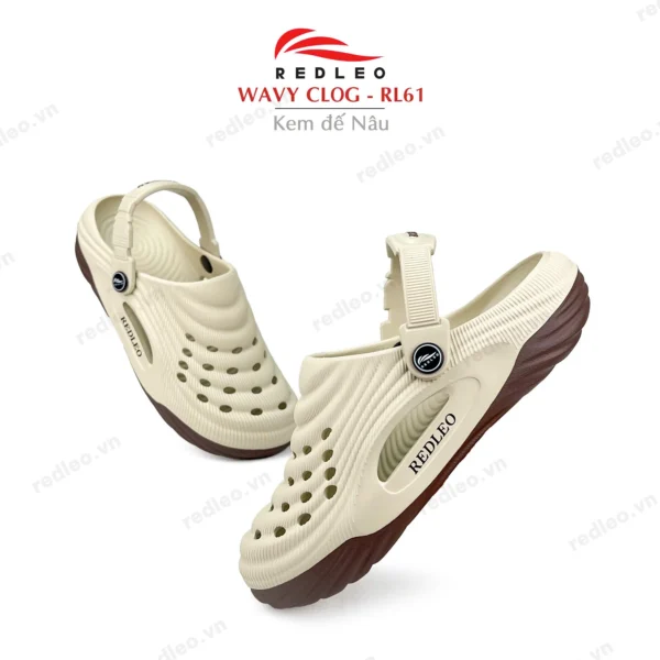 Dép sục WAVY CLOG - RL61 Dép sục WAVY CLOG RL61 màu Kem Nâu