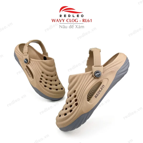 Dép sục WAVY CLOG - RL61 Dép sục WAVY CLOG RL61 màu Nâu Xám