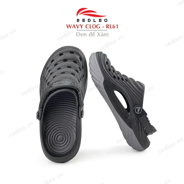 Dép sục WAVY CLOG - RL61 Dép sục WAVY CLOG RL61 màu Đen Xám